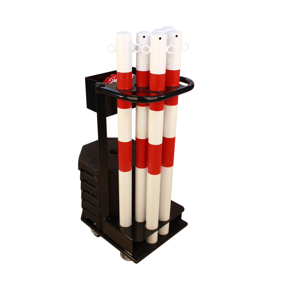 Lager- und Transportgestell mit Kettenpfostenset rot-weiss (KPS-RW)