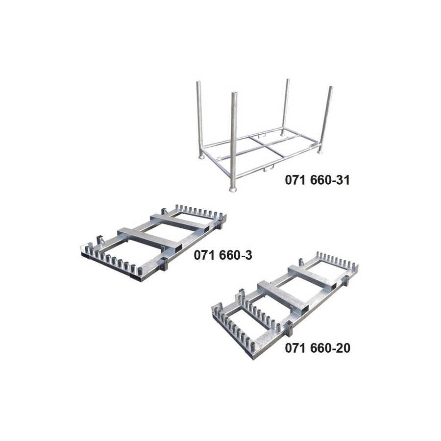 Transport- und Lagergestell für 20 Absturzsicherungen 2000 mm, stapelfähig