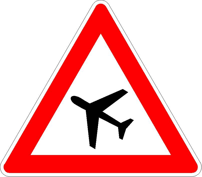 Verkehrszeichen (101-10) - StVO Flugbetrieb, Aufstellung rechts