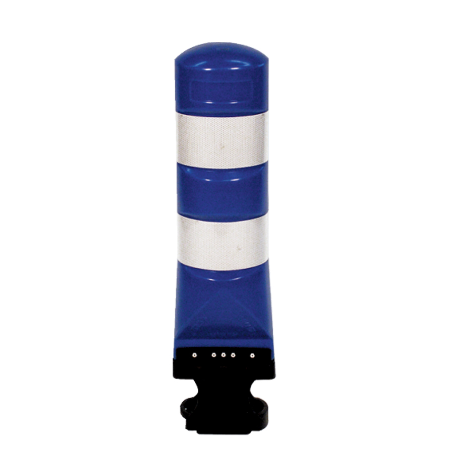 Leitboy-Poller L120 blau mit weißen Folienstreifen