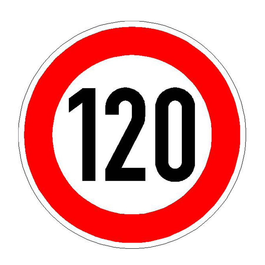  Verkehrszeichen - StVO  Zulässige Höchstgeschwindigkeit 120,  ø: 75,0 cm, Aluminium 2mm, RA2