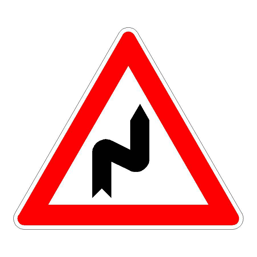 Verkehrszeichen (105-20) - StVO Doppelkurve, zunächst rechts