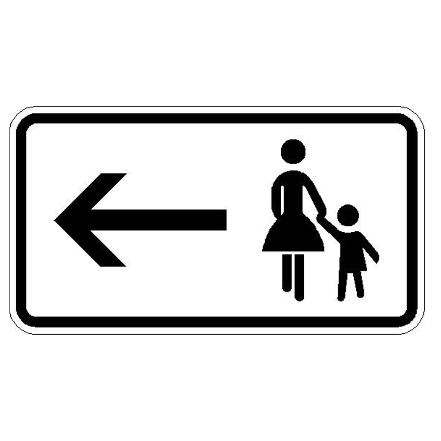 Verkehrszeichen (1000-12) - Fußgänger Gehweg gegenüber benutzen - linksweisend