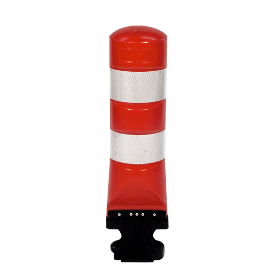 Leitboy-Poller L120 rot mit weißen Folienstreifen