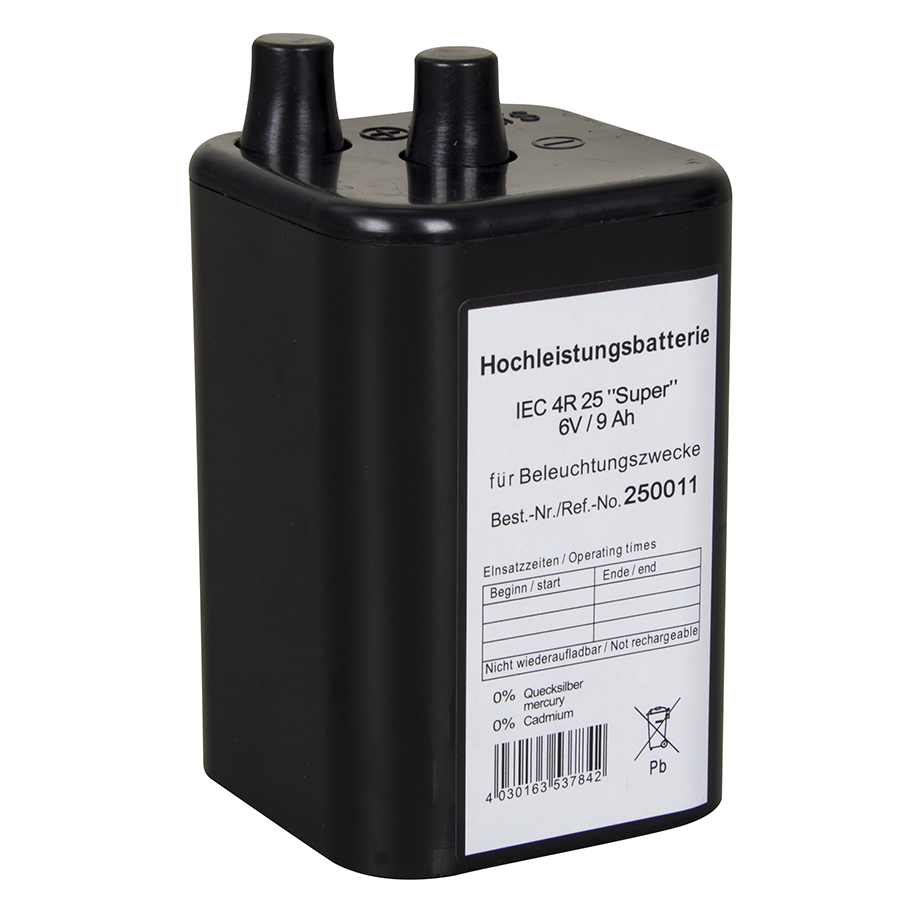Blockbatterie IEC 4 R 25 6 V- / 9 Ah