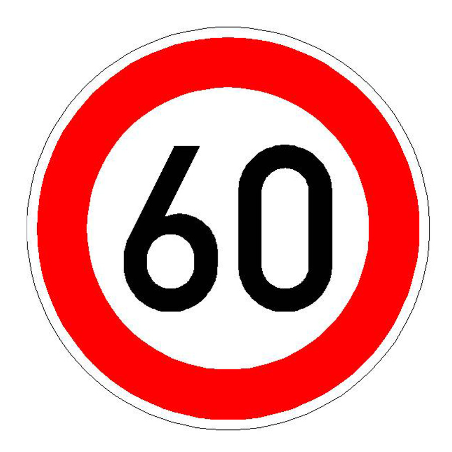  Verkehrszeichen - StVO  Zulässige Höchstgeschwindigkeit 60,  ø: 75,0 cm, Aluminium 2mm, RA2
