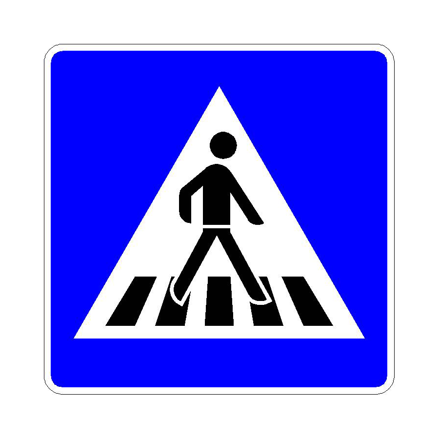 Verkehrszeichen (350-20) -  StVO Fußgängerüberweg (Linksaufstellung)  mit Folie RA2 ausgerüstet