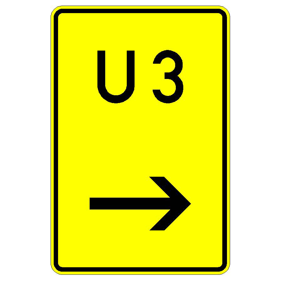 Verkehrszeichen (455-21)-  StVO Nummerierte Umleitung (rechts vorbei)