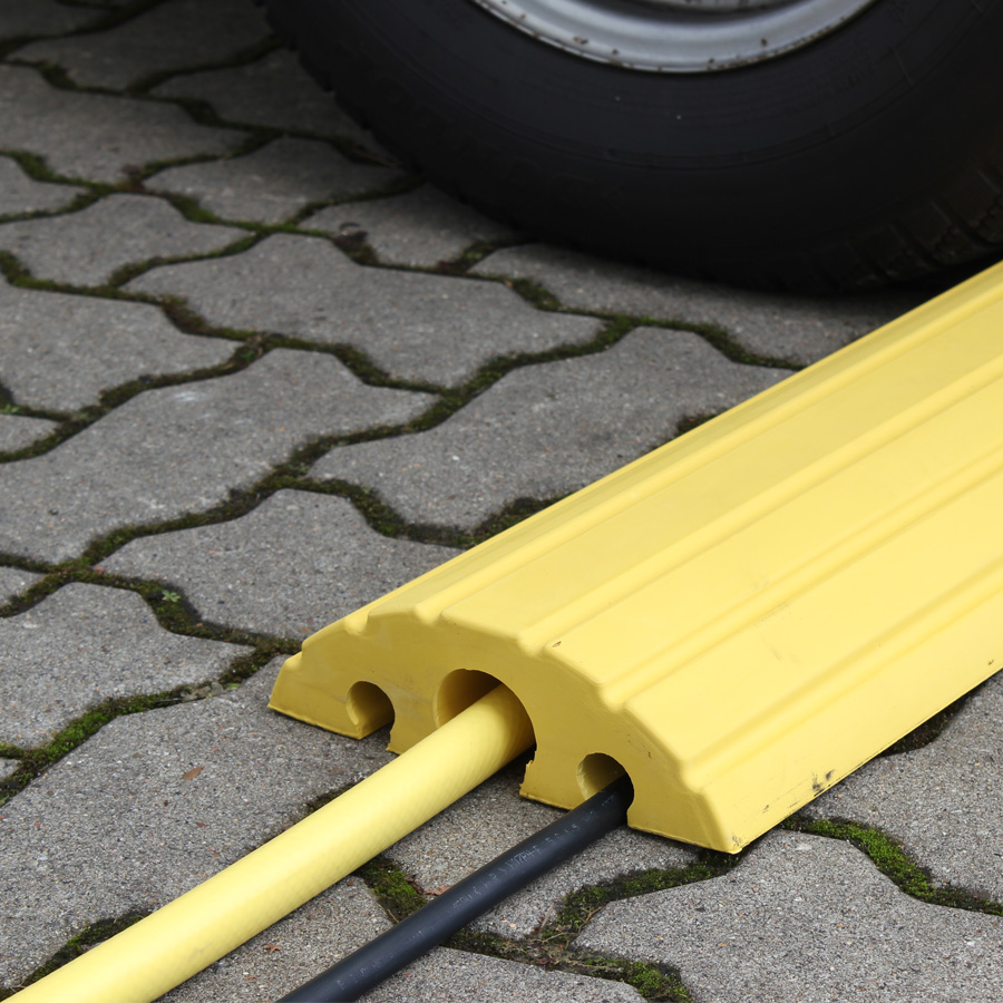 Kabelbrücke gelb, aus Gummi nach unten offen