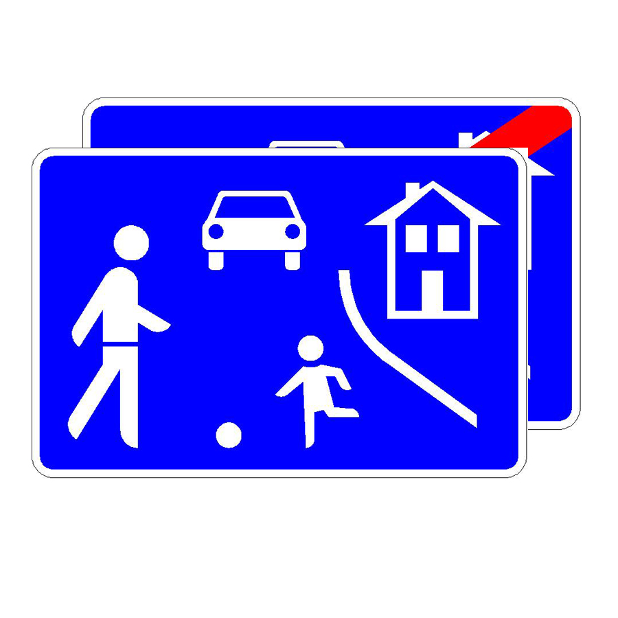 Verkehrszeichen (326-40) - StVO Beginn/Ende eines verkehrsberuhigten Bereiches (doppelseitig)