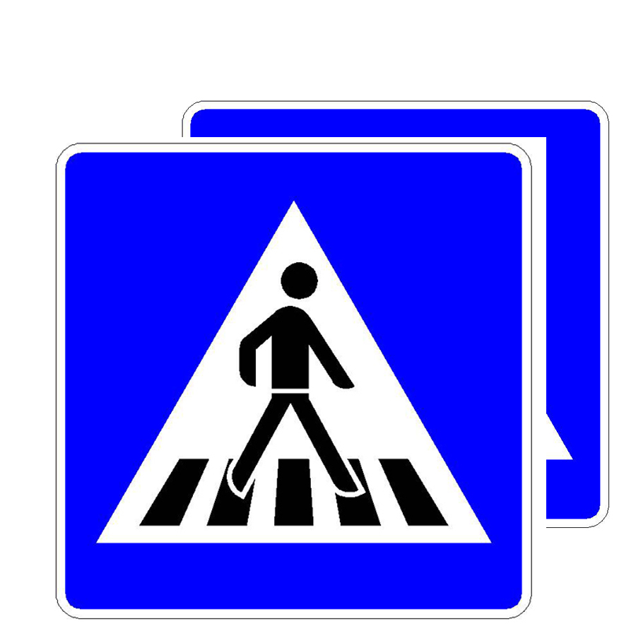 Verkehrszeichen (350-40) -  StVO Fußgängerüberweg (doppelseitig),  mit Folie RA2 ausgerüstet