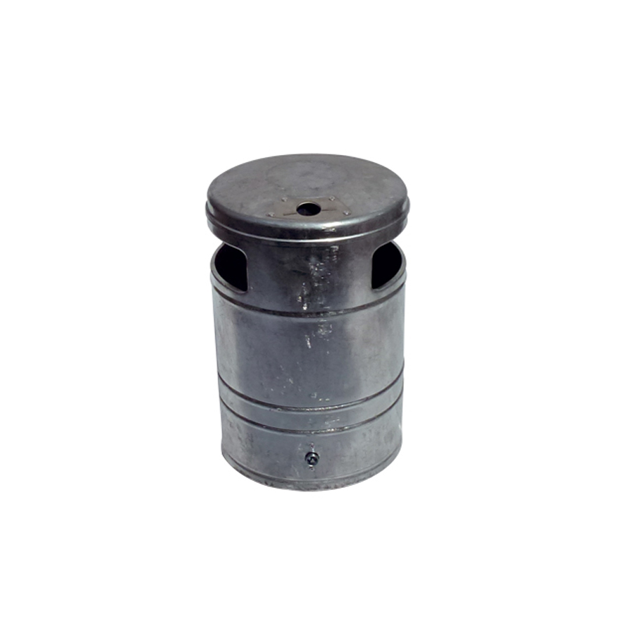 Abfallbehälter ca. 40 L mit Ascher feuerverzinkt montiert mit Standpfosten 