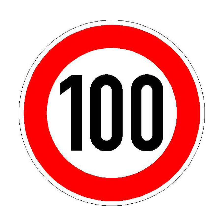  Verkehrszeichen - StVO  Zulässige Höchstgeschwindigkeit 100,  ø: 75,0 cm, Aluminium 2mm, RA2