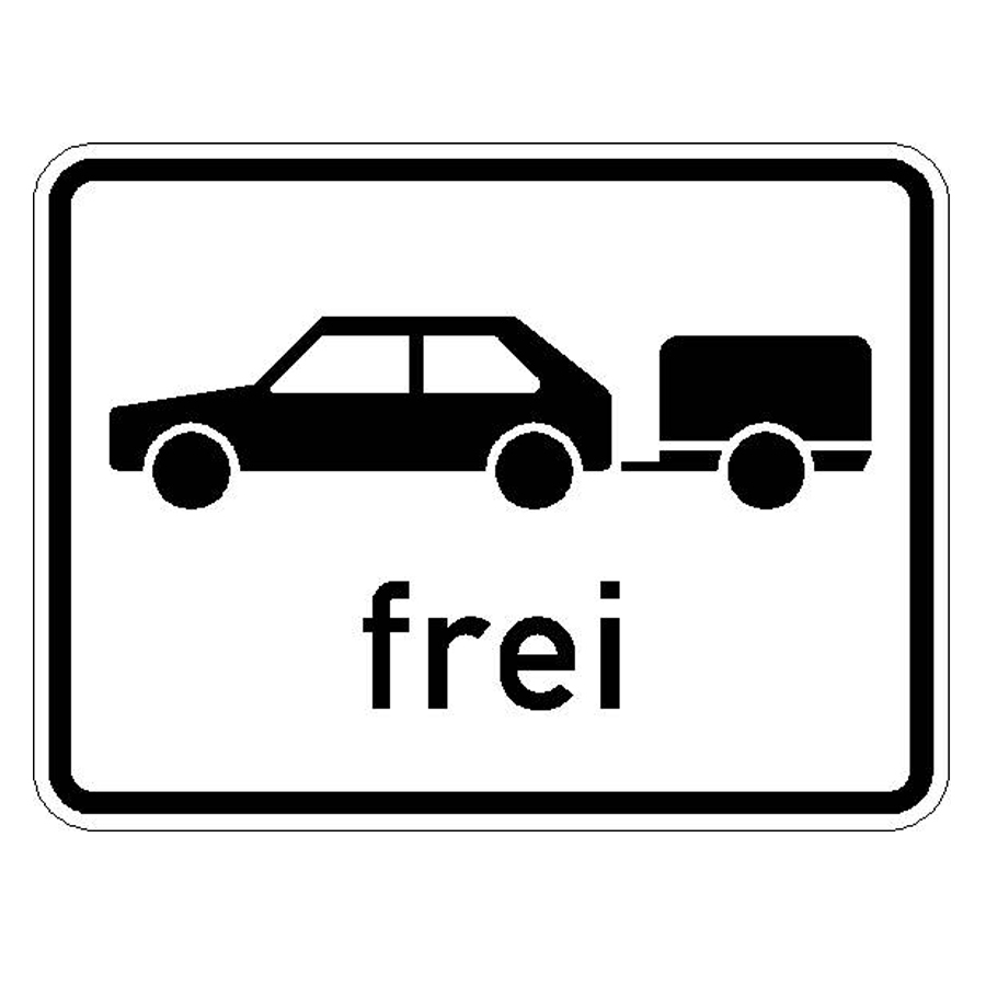 Verkehrszeichen (1024-11) - StVO Personenkraftwagen mit Anhänger frei